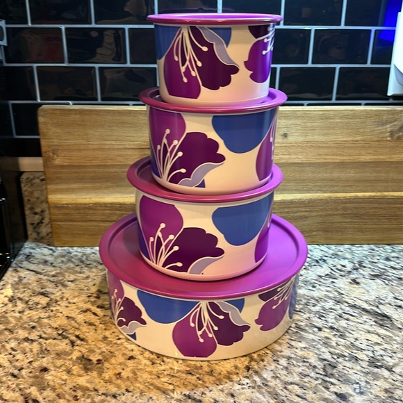 Tupperware Blossoms 4pc Canister Set - Picture 1 of 3